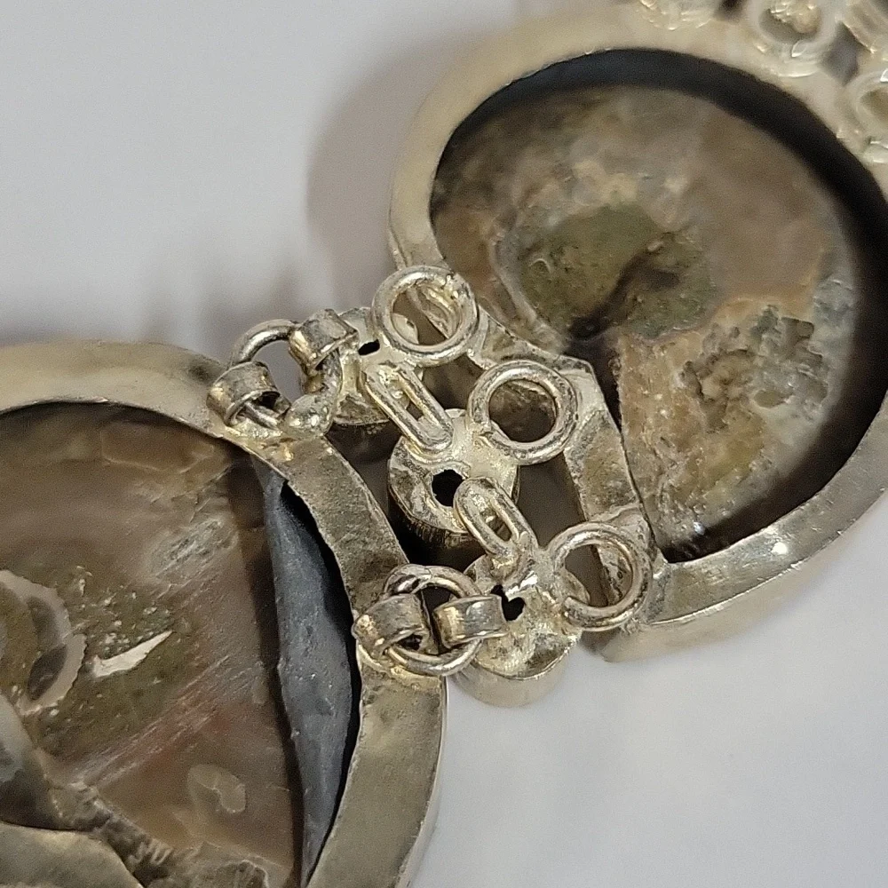 Chunky Boho Hippie Ammonite Fossil Shell Necklace with Citrine Accents - Picture 11 of 17